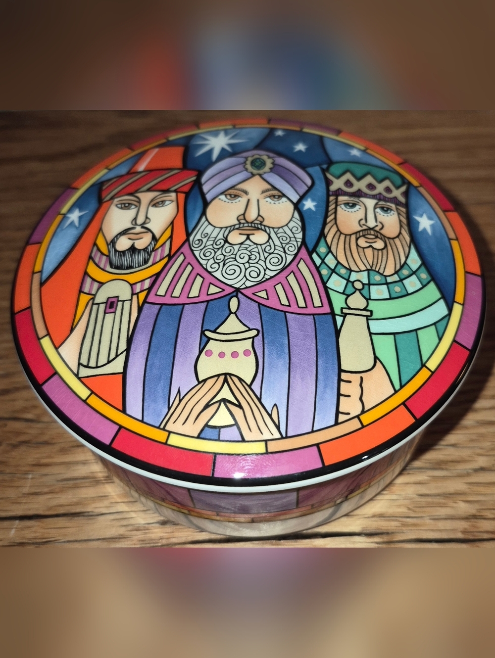 Mikasa Ultra Cream Christmas Multi Color Trinket Box FX075 Three Wise Men Japan